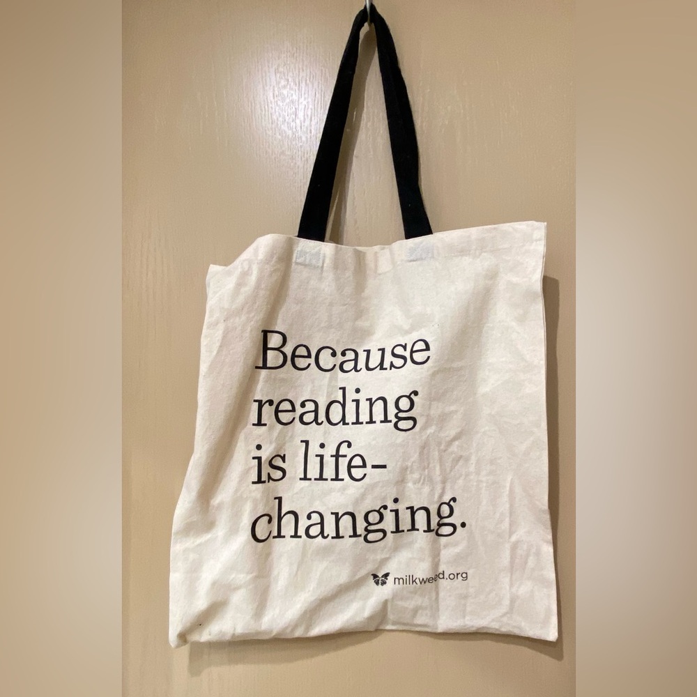 Canvas tote bag from Milkweed editions book publisher